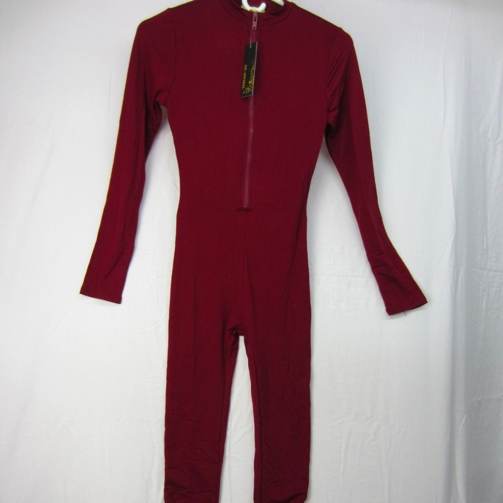 SJL Apparel Sm Burgundy Body Suit Long Sleeve NWT